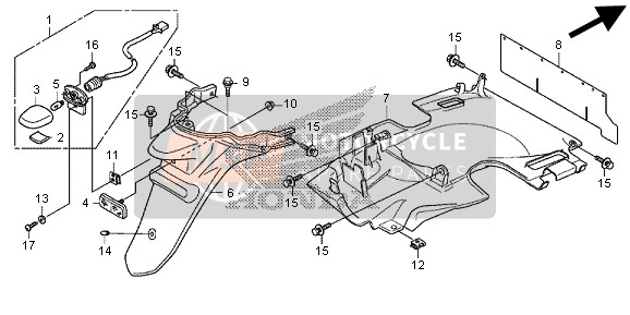 Honda SH300R 2013 Achterspatbord voor een 2013 Honda SH300R